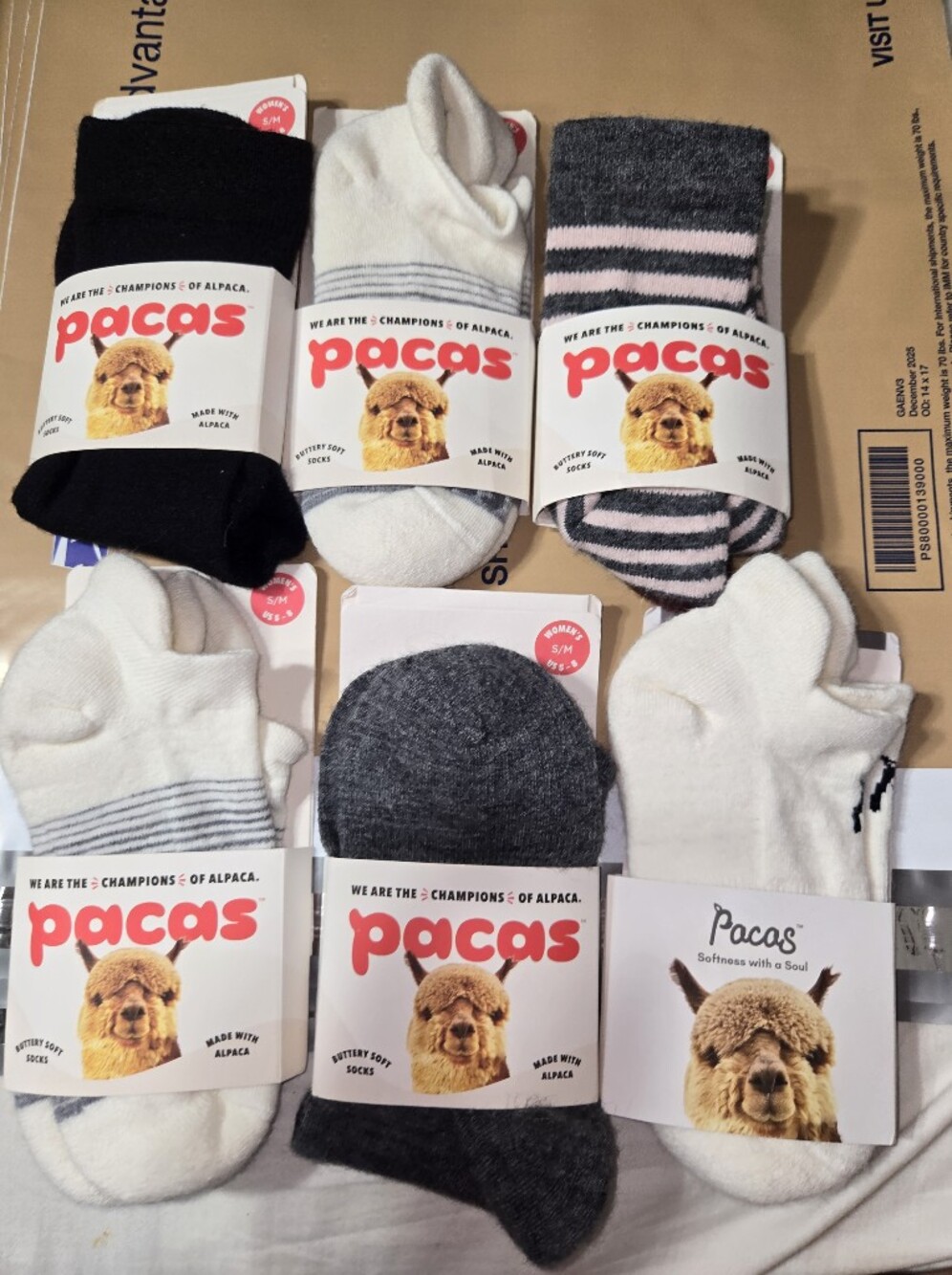 Pacas 6 pairs of women's socks Sz Small Size 5 To 8